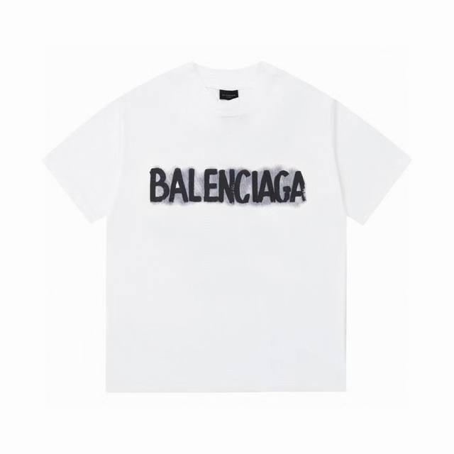 款号：Fc245 品名：Balenciaga巴黎23S 新款手绘印花短袖 原版面料 官方同款 定制270克同缸染面料 垂感非常棒！春夏最新砖柜同步 时尚又个性