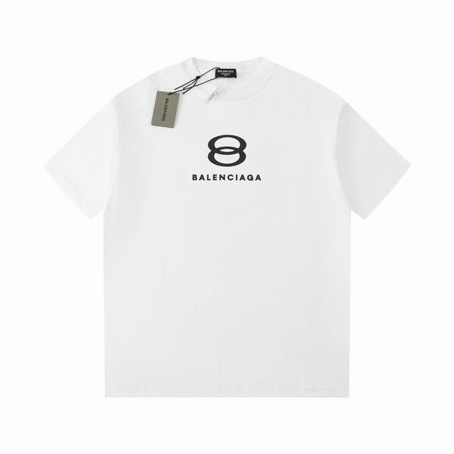 款号：Fc331 巴黎世家 Balenciaga 24Ss 双b环形字母 进口印花多logo短袖t恤 完美细节处理 32支双纱重磅260克纯棉面料 颜色 黑色