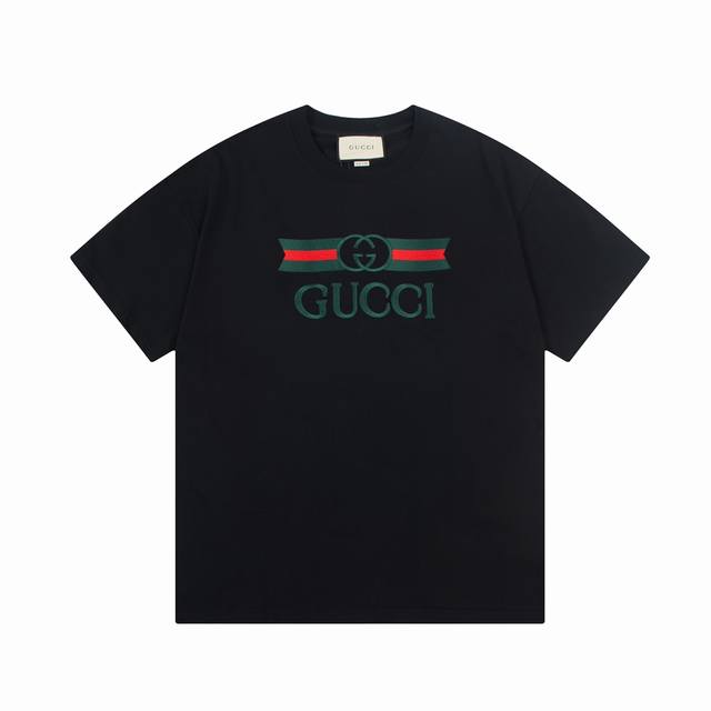 款号：Fc310 Gucci 古驰 红绿腰带 双g字母印花 Logo标识精致升级，灵感源自八十年代复古 原版面料 官方同款 短袖t恤 定制270克同缸染面料 手