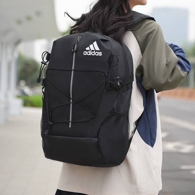 Adidas阿迪达斯 男女同款大容量休闲双肩包时尚潮流个性运动背包电脑包校园高中大学生书包 尺寸:47×32×15