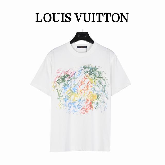 Louis Vuitton 路易威登 彩色蜡笔涂鸦短袖短袖t恤 定制40S双股长绒棉，搭配32S 1×1棉纤维长度长， 这一特点的好处是纺成纱线后，纱线表面更柔