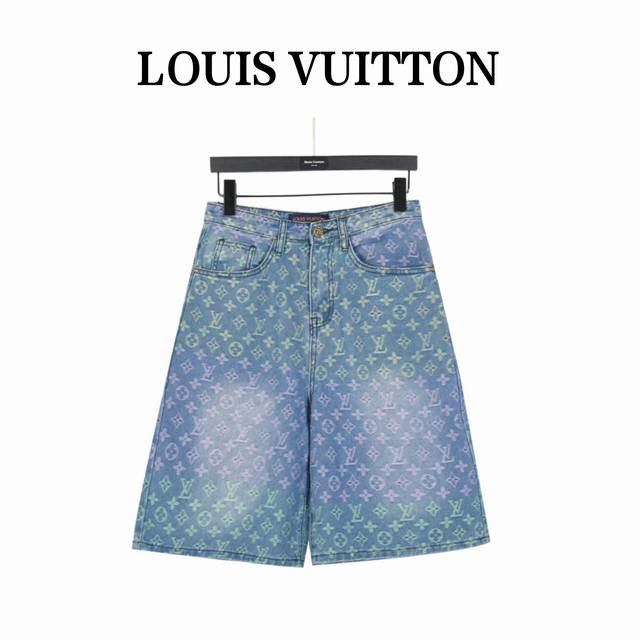 Louisvuitton 路易威登 24新款满印渐变牛仔短裤 男女同款全新美学灵感趣味设计,渠道性质精品。让整体造型设计更加优雅时尚，今夏最火系列，无数明星潮人