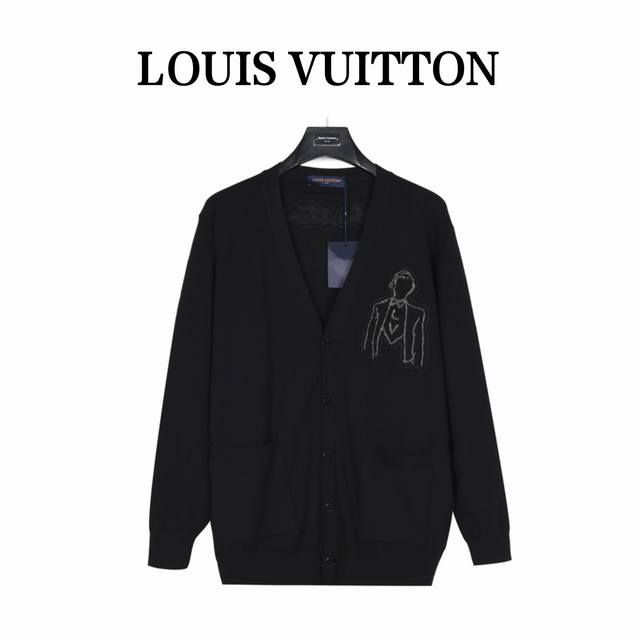 Louis Vuitton 路易威登 23Fw 人物串珠刺绣开衫毛衣 本款开衫以认证羊毛升级温暖意蕴，将串珠 Lv 字母和 Vuitton 标识分饰前后， 道出