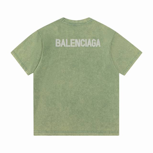 款号：Ad40 Balenciaga巴黎世家 2024洗水系列做旧高克重 烫砖字母logo短袖t恤。 细节无法挑剔，极具档次感与奢华辨识度，休闲宽松落肩的版型裁