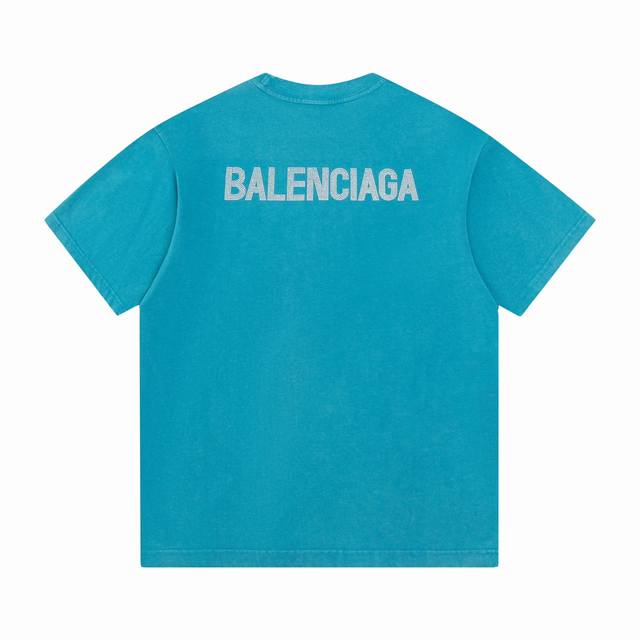 款号：Ad40 Balenciaga巴黎世家 2024洗水系列做旧高克重 烫砖字母logo短袖t恤。 细节无法挑剔，极具档次感与奢华辨识度，休闲宽松落肩的版型裁