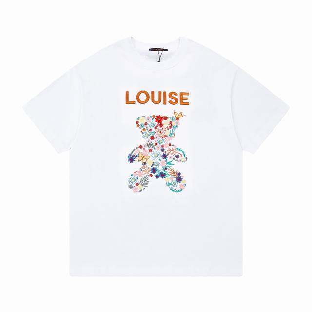款号：刺绣系列lv113# Louis Vuitton 路易威登24Ss 春夏新款刺绣短袖 采用300克双纱面料1:1还原版 宽松版型 男女同款 码数：S M