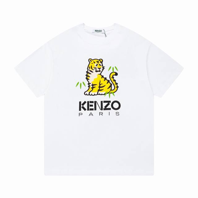 款号：刺绣系列kz803# Kenzo 高田贤三 字母贴布绣花短袖t恤 采用2830G双纱棉面料 进口岛田机器紧密刺绣工艺 男女同款 颜色：白色 黑色 尺码：S - 点击图像关闭