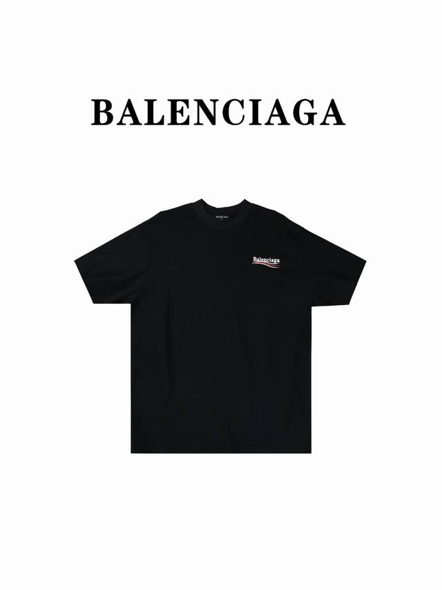 Balenciaga 巴黎世家blcg 24Ss可乐波浪印花短袖 黑色 过关版本11细节品质，巴黎世新款早春宽松版型百搭，经典可乐230克双纱百分比纯棉高密度面