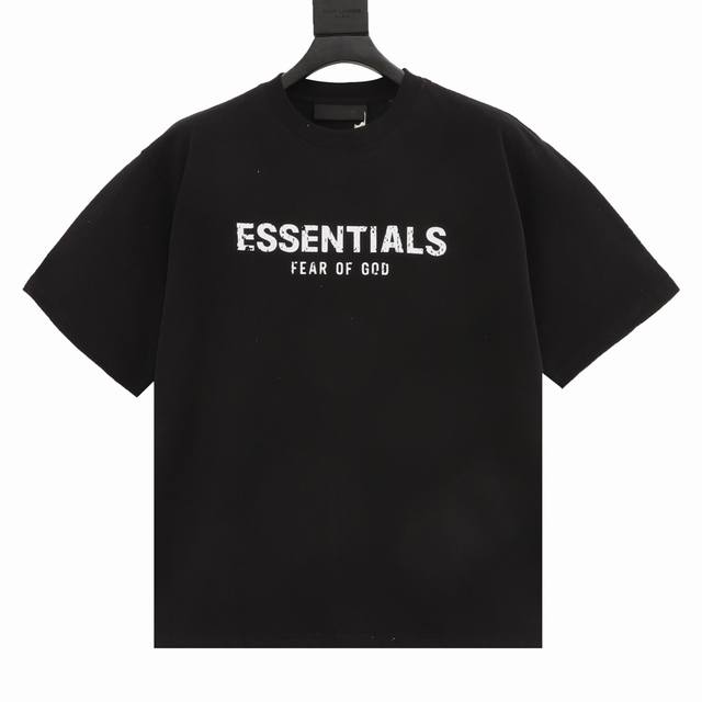 Fear Of God Fog Essential 复线 破损字母短袖t恤 面料采用21S 水洗后克重240G纯棉面料 进口材质的硅胶 区别市场看图做货的垃圾货