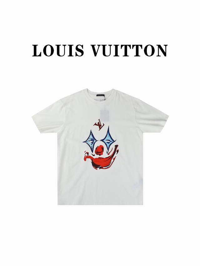 Louis Vuitton 路易威登24Ss标识小丑印花短袖t恤 精选优质260G纯棉面料，触感软糯亲肤细腻，实物到手绝对超乎你的想象，贴身无比舒适透气，即便是
