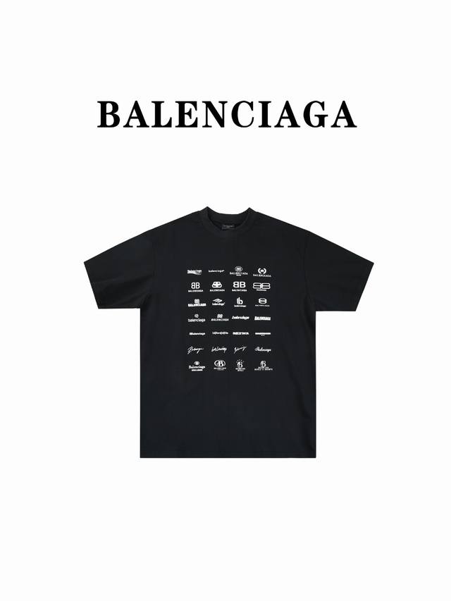 Balenciaga巴黎世家blcg 24Ss 限定标语logo短袖t恤 官网品质balenciaga正面背面印花archives Logos艺术标.250克双