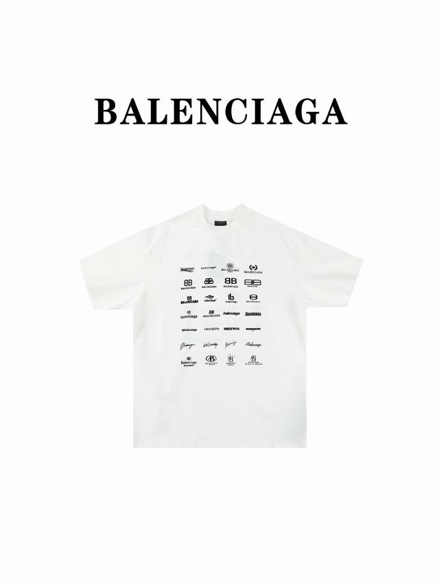 Balenciaga巴黎世家blcg 24Ss 限定标语logo短袖t恤 官网品质balenciaga正面背面印花archives Logos艺术标.250克双