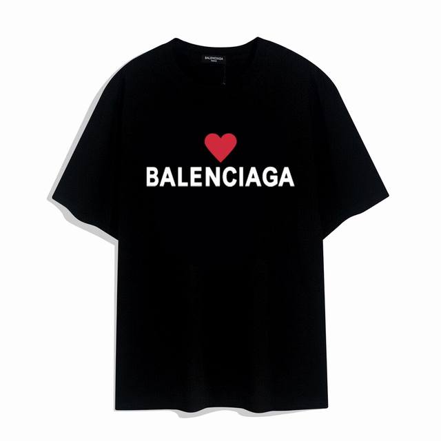 Balenciaga 巴黎世家七夕限定爱心短袖， 品质升级，精致做工，手感柔软，充满了复古工艺还拥有厚实的手感，标志性的图标，独有的辨识度。高克重纯棉质感一流！