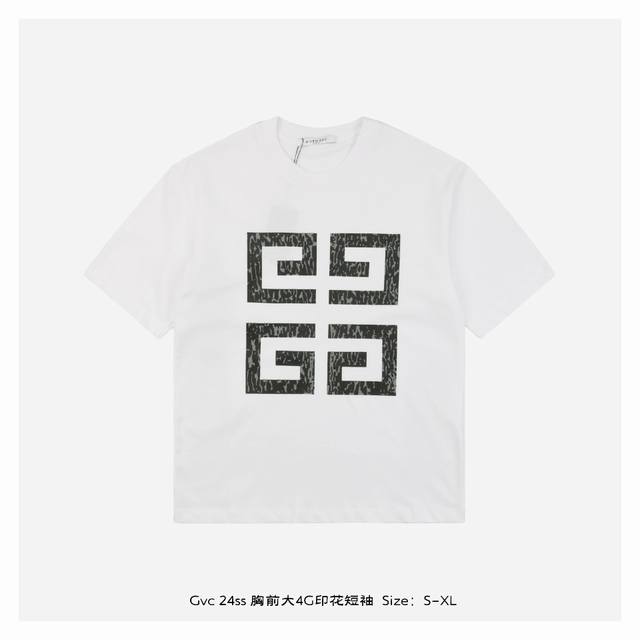 Givenchy 纪梵希 24Ss 胸前大4G印花短袖 面料采用230克重精梳棉，定制32支1*1螺纹，成衣两遍水洗处理，面料舒适亲肤无异感，定制定染面料，纺织