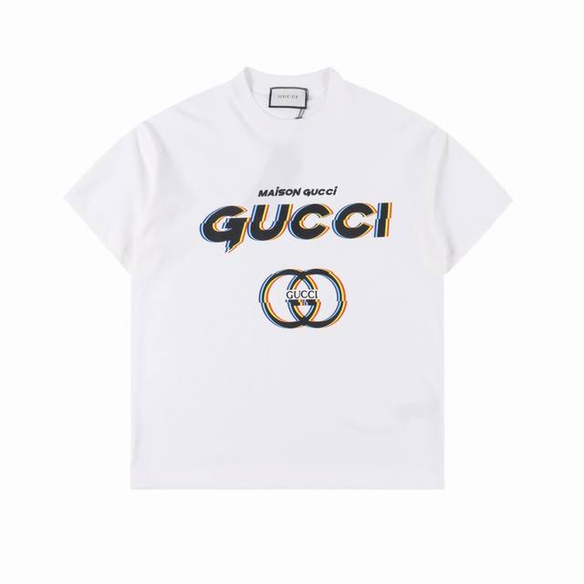 Gucci 古驰 24Ss 幻影短袖t恤 面料采用定制240G 26支特滑双股精棉平纹高密无尘全棉布料。前幅高密度加厚，走线平整，代工品质，全套定制辅料。 尺码