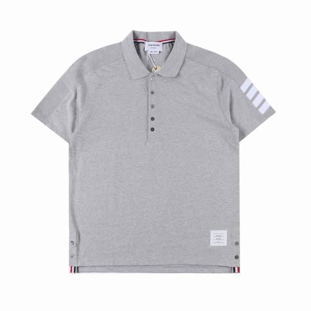 Thom Browne 汤姆布朗tb 领口色织四杠短袖polo衫 Thom Browne 汤姆布朗色织四条杠polo衫，24Ss夏季新品，250 克60支双股1