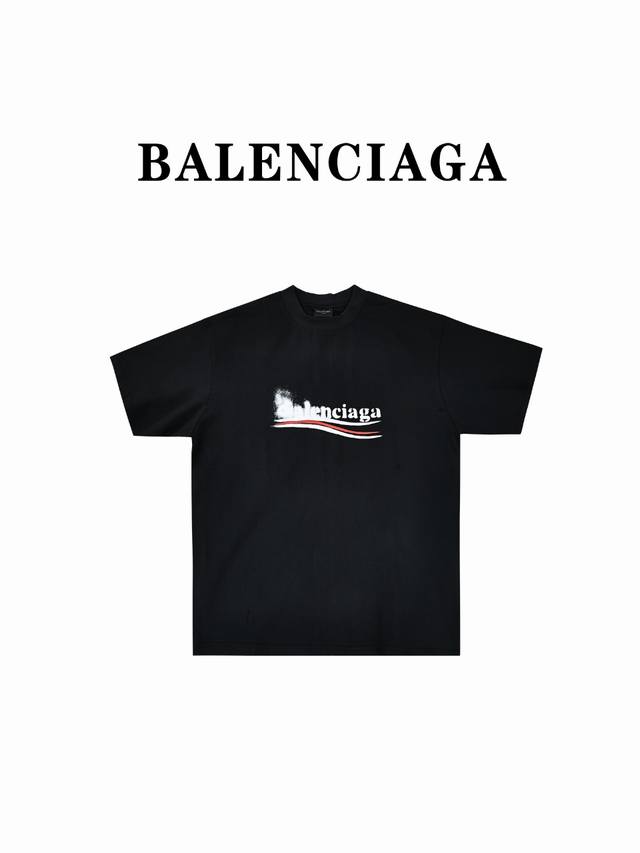 Balenciaga巴黎世家blcg 24Ss泼墨模糊可乐短袖t恤 Balenciaga巴黎世家24夏季新品280克面料.350克双纱十字罗纹领.不变形.短袖t