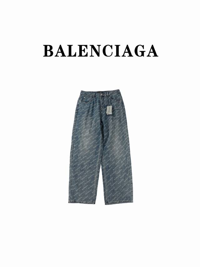 Balenciaga巴黎世家blcg 24Ss 字母满印牛仔长裤 Size:Xs-L