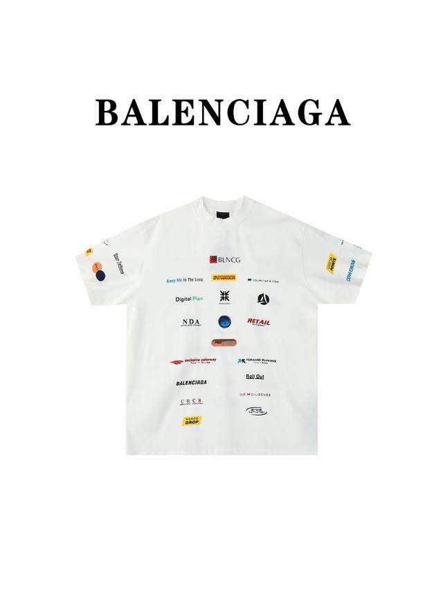 Balenciaga巴黎世家blcg 24Ss赛车服多元素标签印花短袖t恤 高版本balenciaga巴黎世家赛车服多元素标签短袖印花t恤.进口胶浆.不易裂.2