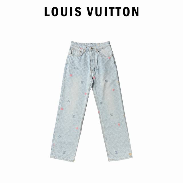Louis Vuitton路易威登24Ss Tyler联名绣花牛仔裤 原16,600购入，Tyler联名系列。原版开发斜纹全棉提花丹宁牛仔材质，提花图型大小间距 - 点击图像关闭