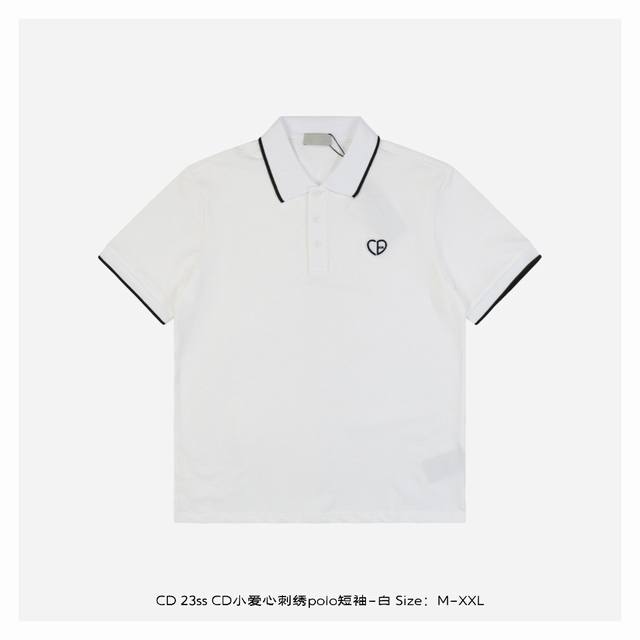 Dior 迪奥 23Ss Cd小爱心刺绣polo短袖-白 纯棉珠地棉面料经典款polo衫，经典系列，图案装饰让商务休闲风增添了经典的色彩，整体高级简单大方，面料