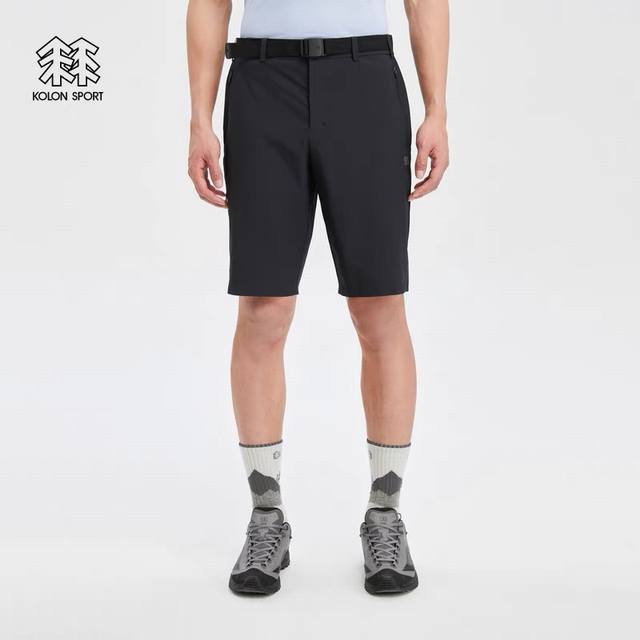 品牌：可隆 Kolon Sport 尺码：M-L-Xl-Xxl 颜色：黑色-灰色 类型：夏季防水户外腰带短裤五分裤 材质：运动型梭织面料 厚薄：常规 弹力：中弹 - 点击图像关闭