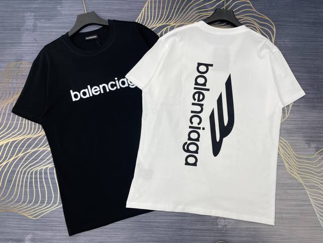 Balenciaga巴黎世家2024春夏新款字母logo圆领短袖t恤 高版本高版本 440支纱线240克全棉面料 全网独家首发 百搭款细节处理完美 数码直喷印花 - 点击图像关闭