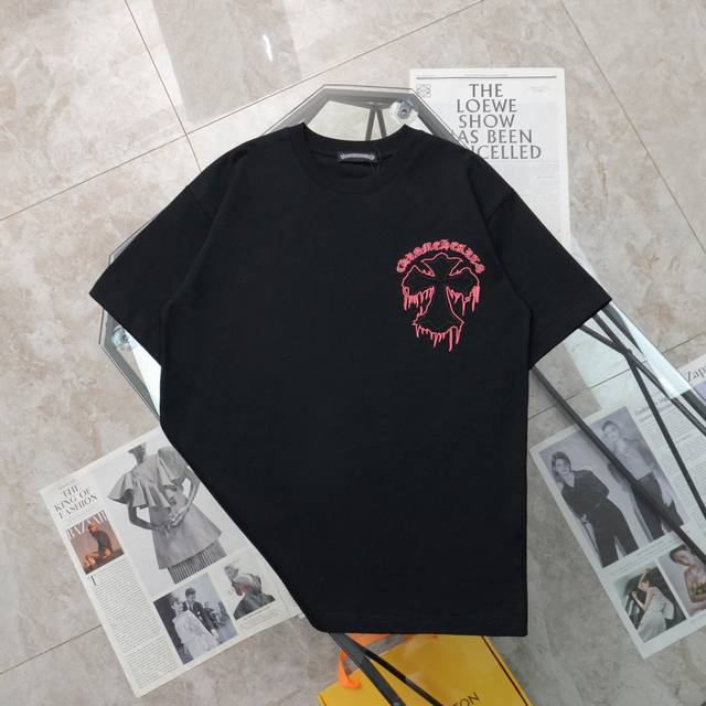 纯原臻品 顶级复刻 - Chrome Hearts 克罗心 新款十字架刺绣休闲圆领短袖t恤 - 款号: 86606 - 颜色：黑色 白色 - 购入原版开模打造， - 点击图像关闭