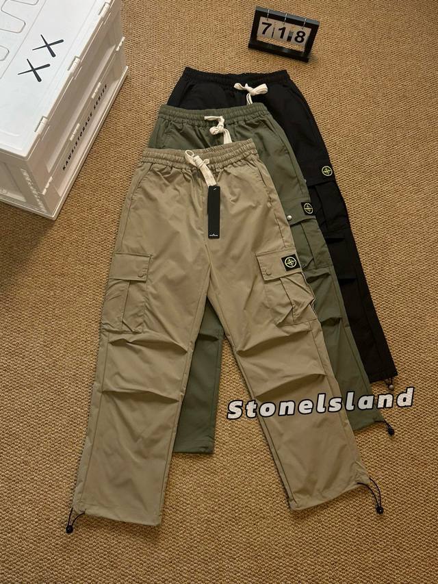 石头岛 Stonelsland 24Ss春夏新款口袋机能休闲户外工装长裤 颜色：卡其色 军绿色 黑色 尺码：M-3Xl 机能性的户外风设计，日本代购原版订制出货