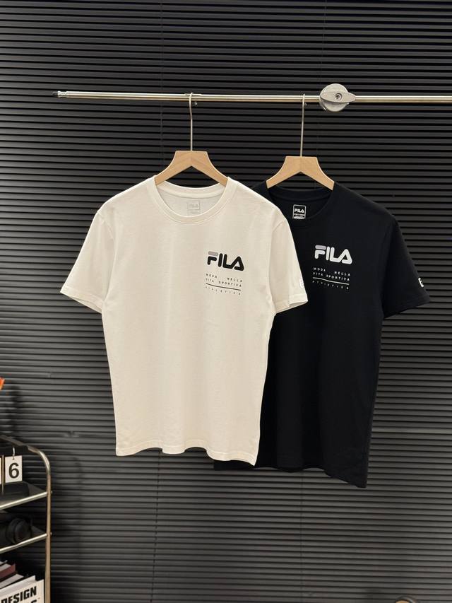 Fila 斐乐 24Ss夏季胸前标识字母印花情侣款t恤短袖 颜色：黑色 白色 尺码：M L Xl 2Xl 3Xl 如今热销的顶级流量款！高品质240克长绒棉面料