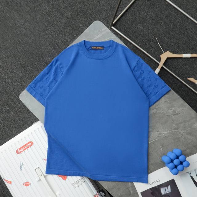 高端定制 顶级复刻 - Louis Vuitton 路易威登 新款提花袖毛短袖t恤 - 款号: N559 - 颜色: 靓蓝色 绿色 卡其色 藏蓝色 -购入原版打