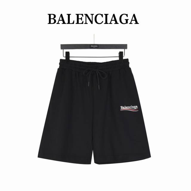 Balenciaga 巴黎世家 经典可乐刺绣基础款短裤 面料采用380G纯棉毛圈面料，订染颜色后整蚀毛处理，对照原版做丝滑超柔处理， 布面肌理股线清晰明显，垂感 - 点击图像关闭