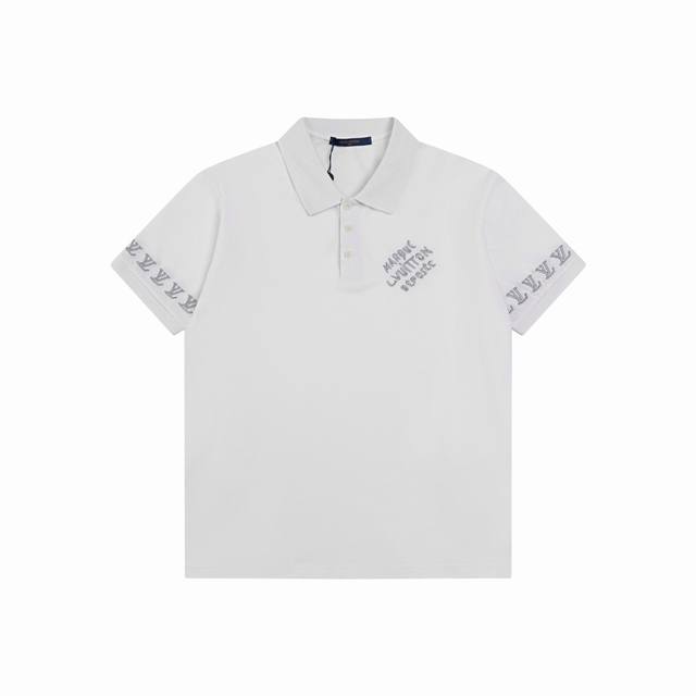 Lv 路易 24Ss新款 袖圈lv +Logo刺绣polo 230克重双纱全棉珠地 颜色：黑 白 码数：S M L Xl Xxl