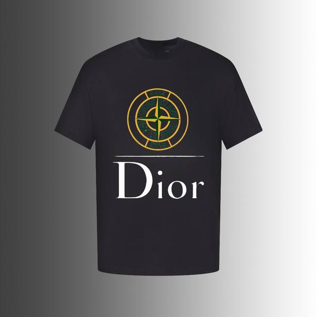 高端品质 Dior×石头岛 2024 Fall 春夏系列 标识联名款短袖t恤 区别普通印花 定织240G双纱纯棉面料 Os版型 全套辅料 男女同款 Size：X