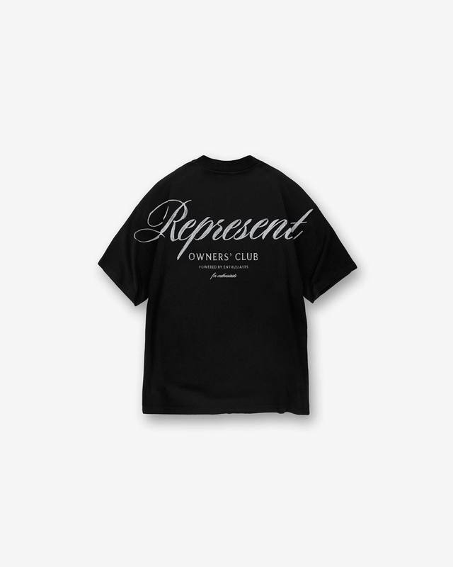 Rep211] Represent Owners Club Script T-Shirt 复古美式草写logo英文大幅印花短袖t恤 黑色 白色 S M L Xl