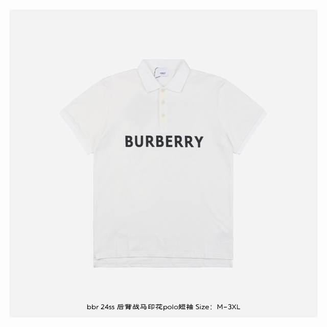 Burberry 博柏利 24Ss 后背战马印花polo短袖 采用 %棉双面珠地面料，拆解纱线分析，订织蜂窝四角网眼胚布，衣领为双系统提花定织扁机制成，有弹性，