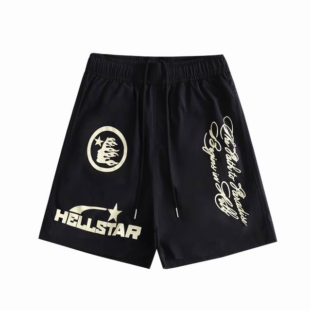Hellstar 24Ss 火焰外星人短裤 由设计师和音乐家post Malone创立该品牌的灵感来源于post Malone的个人风格、音乐、宗教和科幻元素，