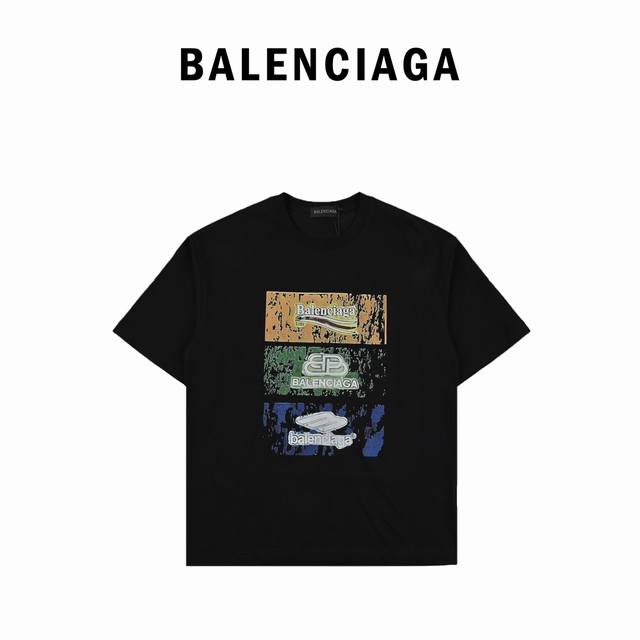 Balenciaga巴黎世家三色标志设计网眼logo理念短袖t恤 原版辅料一比一三标齐全，Os落肩版型，男女同款，宽松版型， 无性别区分，时尚减龄百搭。 春夏短