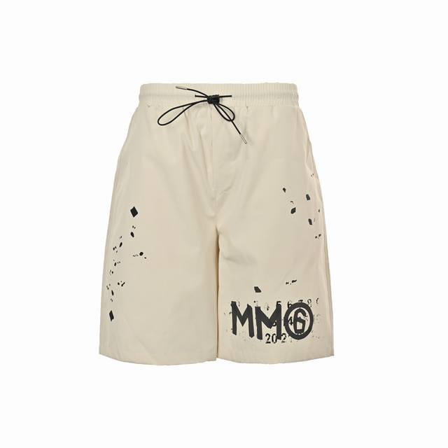 Maison Margiela 马吉拉 24Ss 不规则碎点字母印花短裤 设计师款马吉拉 Mm6 24新款 做旧不规则碎点印花 ＋Logo短裤 内衬网布套里 ，