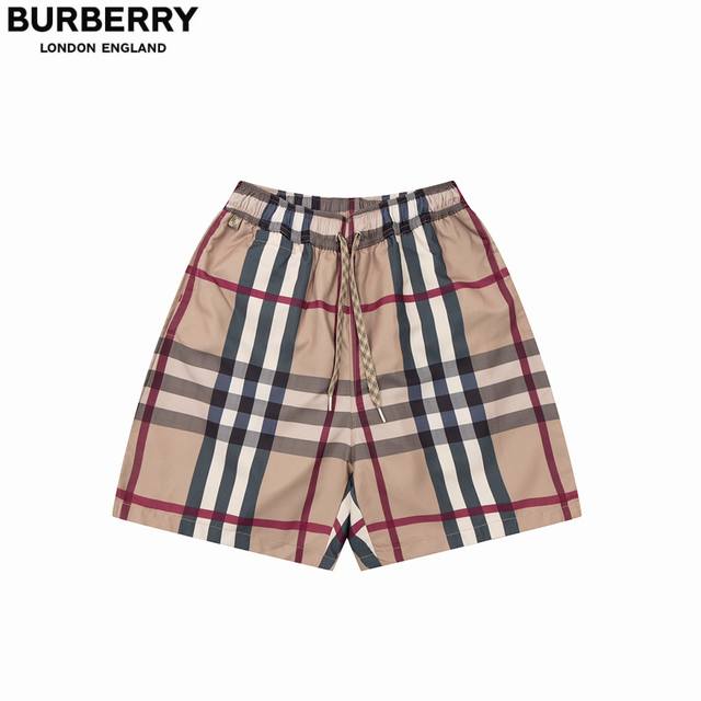 巴宝莉burberry 24Ss经典大格纹滑料短裤 - 格纹弹力抽绳短裤 内里网布里 定位对格剪裁 休闲宽松版型 %聚酯纤维斜纹面料 干爽透气又比真丝更加实用耐