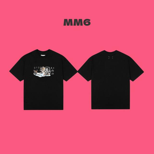 Maison Margiela Mm6 梅森马吉拉 24Ss 数字 Logo 玩球猫咪印花情侣圆领短袖 T恤 Color：黑色 Size：S M L Xl N - 点击图像关闭