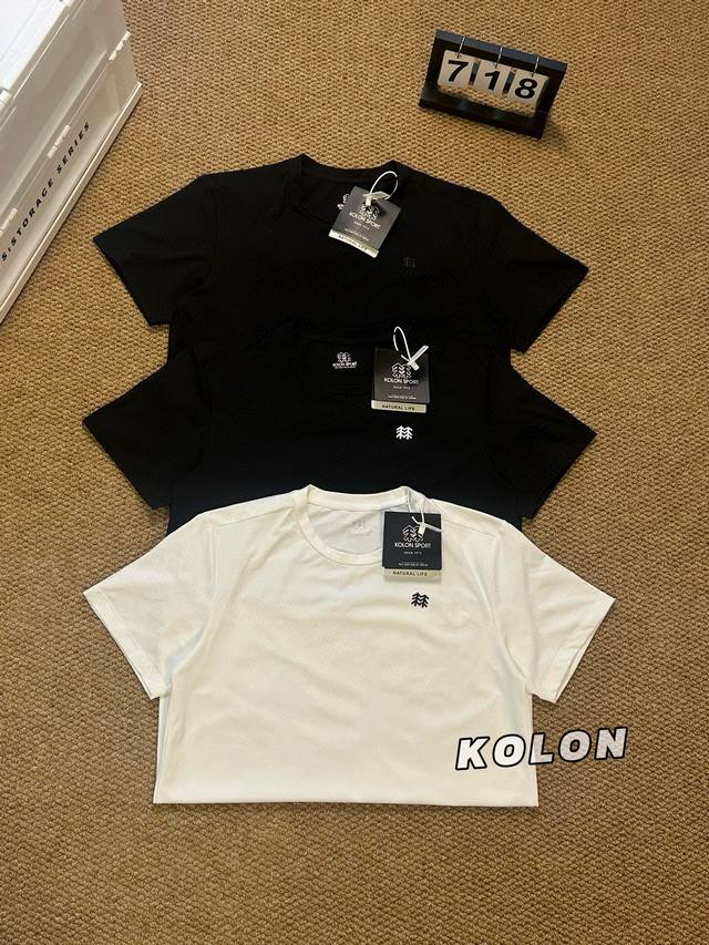 可隆 Kolon 24Ss夏季户外硅胶小标运动无痕休闲短袖t恤 原单品质 颜色：黑色白logo 黑色黑logo 白色 尺码：S-3Xl 如今热销的顶级流量款！高 - 点击图像关闭