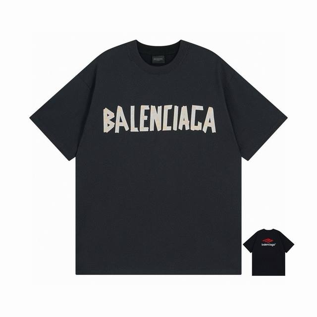 Balenciaga 巴黎世家2024 Ss 最新前后不同色面料拼接ab双面印花刺绣双结合短袖t恤 本市场no.1的质量 真正天花板品质 全部原版开发注意细节图