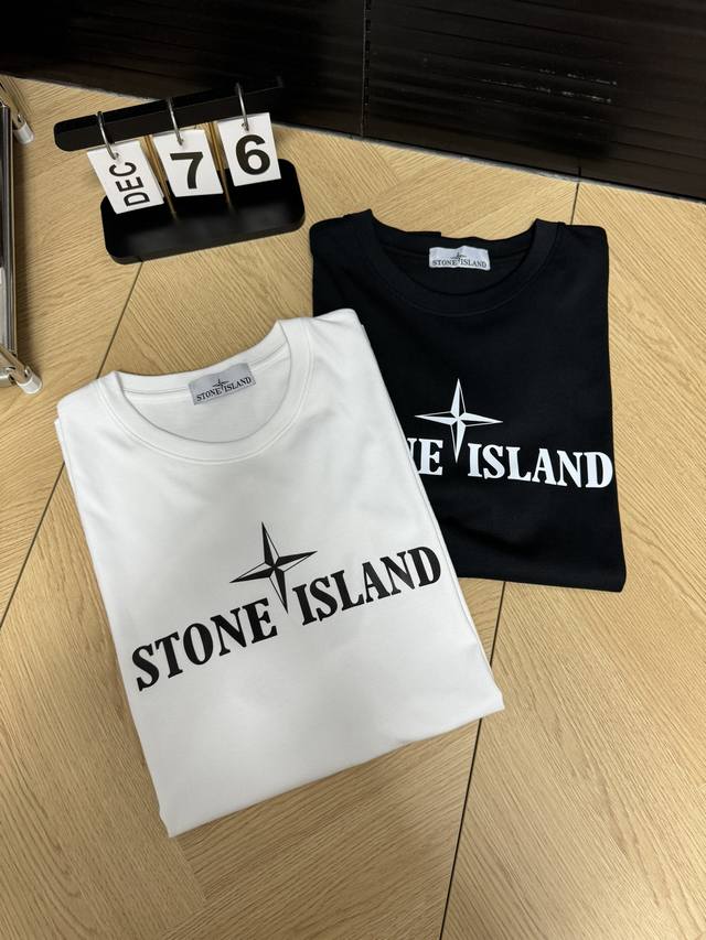 Stone Island石头岛 24Ss夏季基础简约经典印花情侣短袖t恤 颜色：黑色 白色 尺码：M L Xl 2Xl 3Xl 如今热销的顶级流量款！高品质23