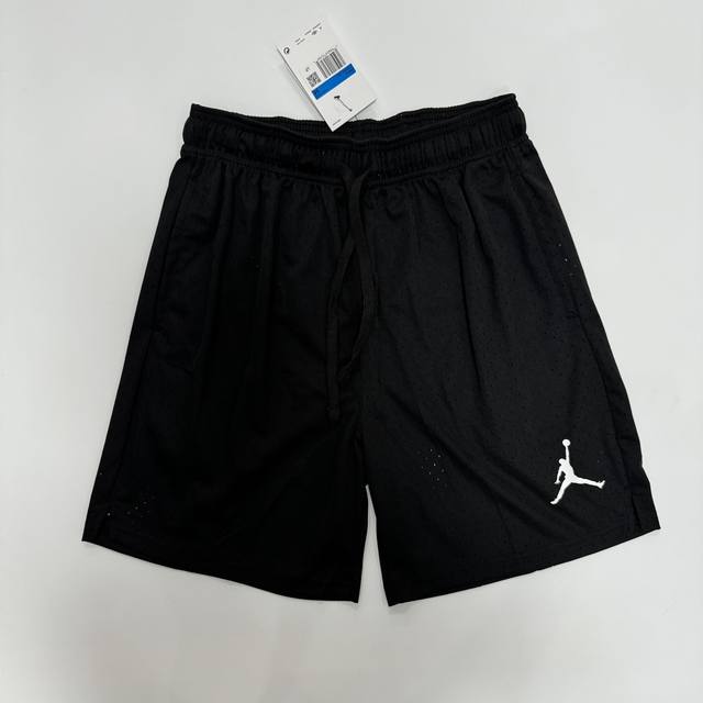 A货jordan Dri-Fit Sport Mesh Shorts纯色抽绳系带中腰合身休闲短裤男款黑色[全球购 S~3Xl