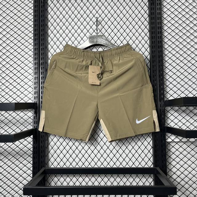 高端品质nike Dri-Fit 纯色速干透气梭织训练运动短裤男款 卡其色 M-3Xl