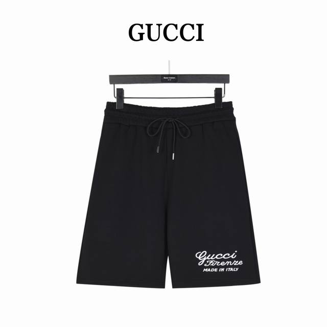 Gucci 古驰 24Ss 简约签名logo刺绣棉质短裤 面料采用400G棉质毛圈面料，订染颜色后整蚀毛处理， 对照原版做丝滑超柔处理，布面肌理股线清晰明显，