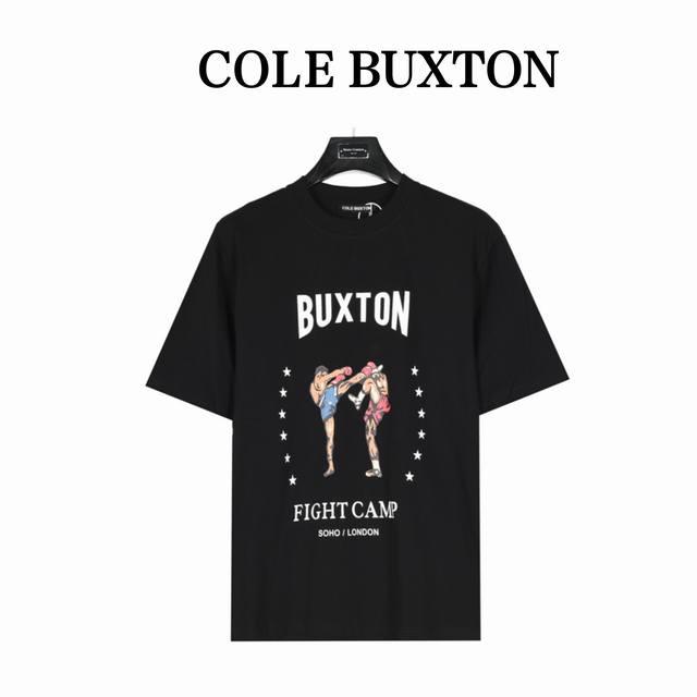 Cole Buxton 拳击格斗印花短袖t恤 重磅高级感短袖定制定染高密270克双沙纯棉 270克螺纹1X1不变形 原型打版 颜色：黑色, 白色 Size:S-