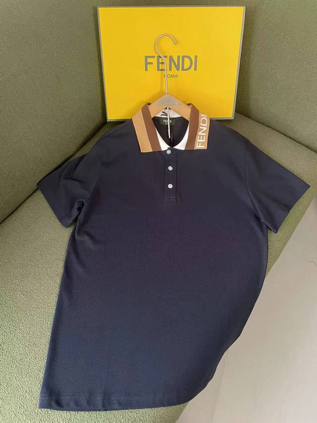 Fd2024新款金领polo 把品牌字母镶嵌在领子上 深蓝色 男女同款 码数s-Xxl
