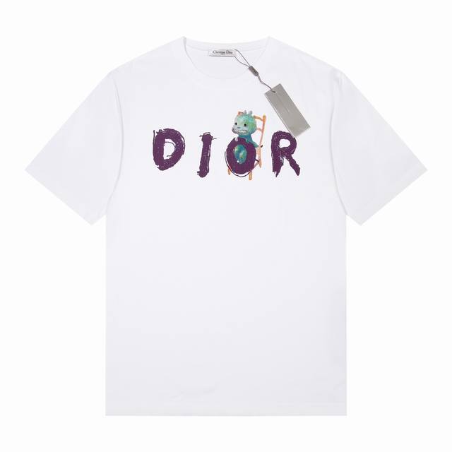 迪奥 Dior 24S S 年限量款 小龙人图案设计 超帅的 春夏短袖t恤 完美细节处理 颜色 黑色 白色 码数 Xs S D L